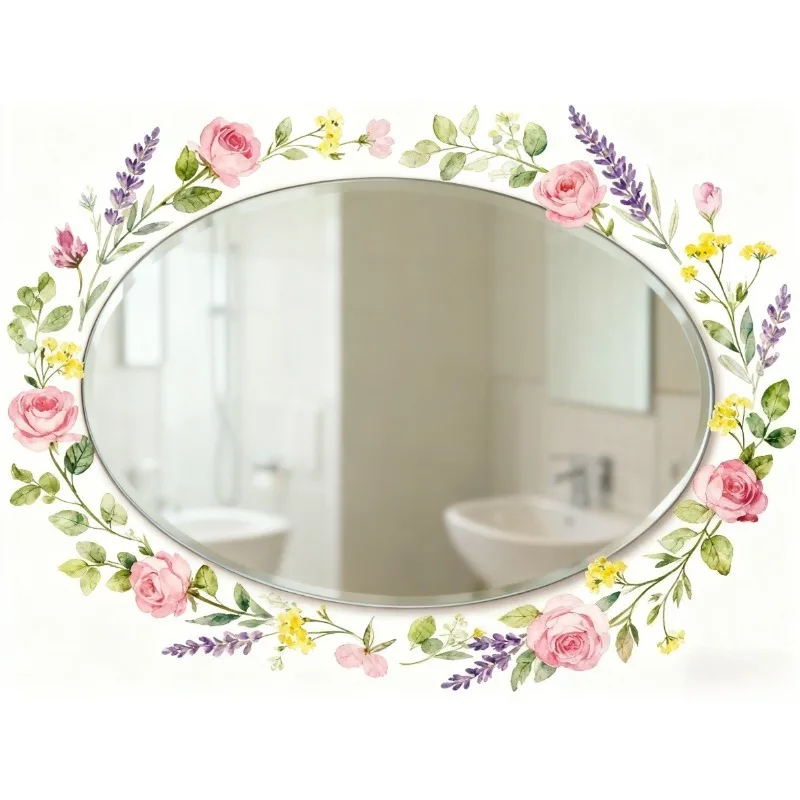 DIY Flowers Grass Design BR0467C Self Adhesive Wall Decals Idyllic Pastoral Style To Refresh Home Bathroom Mirror Interior Decor