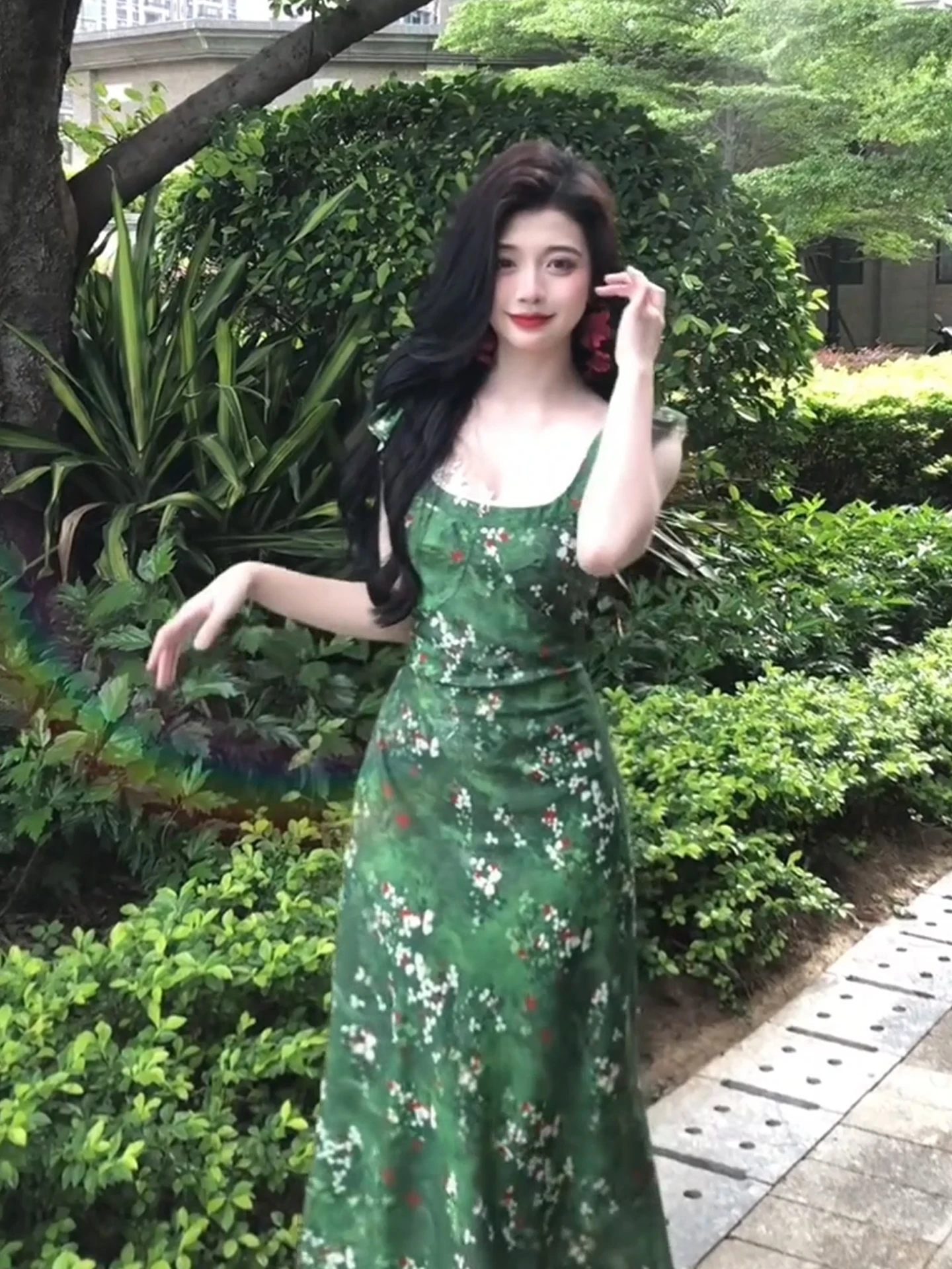 

Летняя повседневная женская юбка А-силуэта XZY в ретро-стиле с цветочным принтом, облегающая, из полиэфирного волокна, без подкладки, квадратный вырез