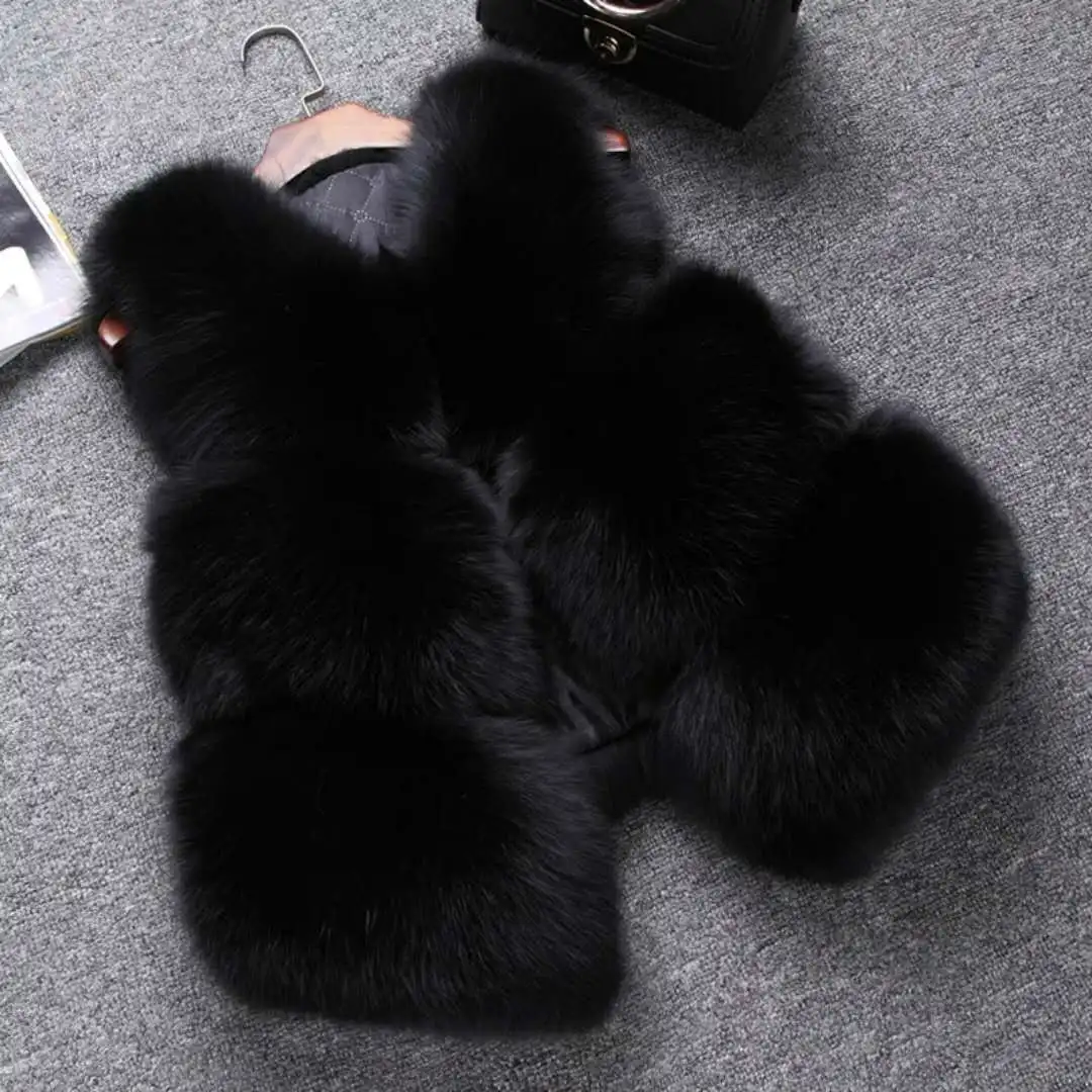Werk Faux Vossenbont Vest Jassen Vrouwen Korte Jassen Gesplitst V-hals Mouwloos Bedekt Knop Y2k Slim Casual Herfst Winter 2025