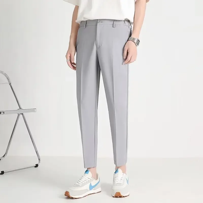 Men's Summer Business Formal Pants Solid Color Casual Korean Fit Suit Pants 2024 New Men's Wedding Social Pants Men Clothing Y2k