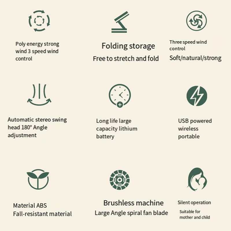 مروحة كهربائية محمولة قابلة للسير ، بطارية USB قابلة لإعادة الشحن ، فائقة الهدوء ، سرعة رياح قابلة للتعديل ، مروحة سطح مكتب قابلة للطي