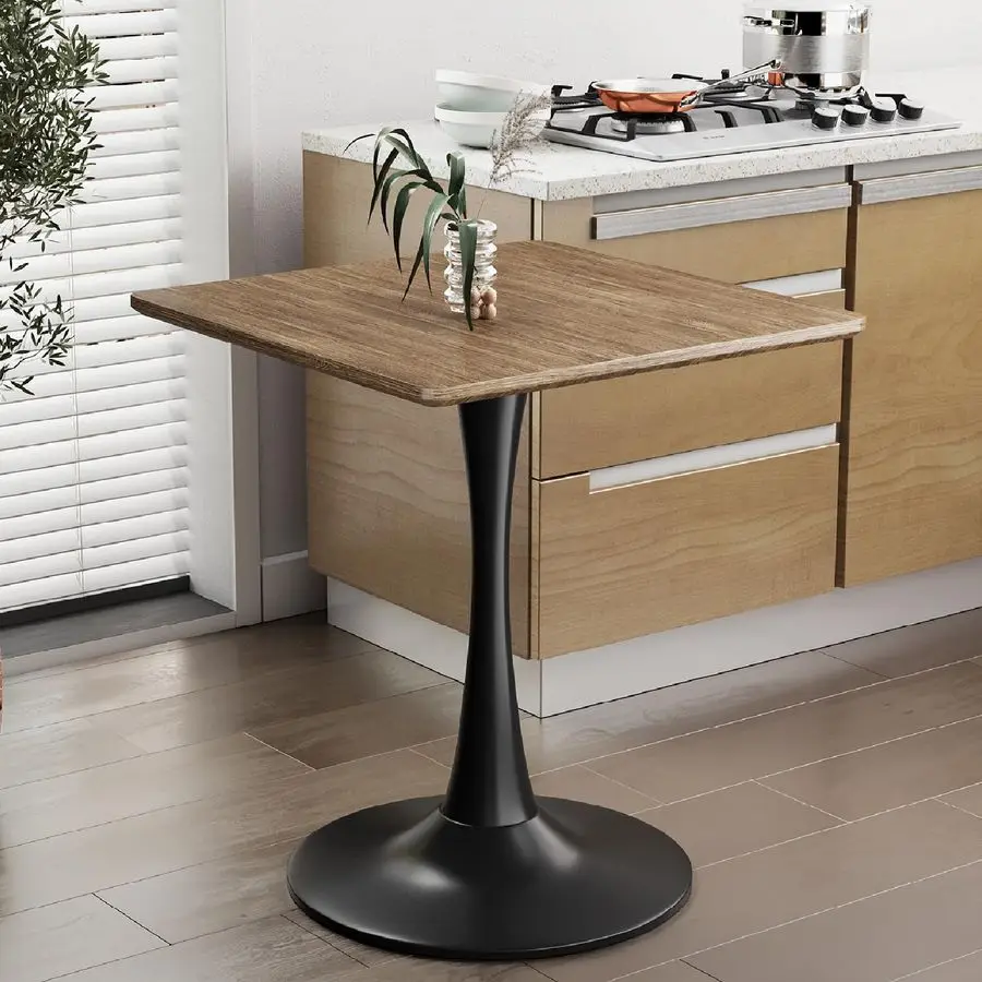 Square Tulip Table for 2, 24 Inch Small Dining Table with Metal Pedestal Base for Kitchen, MidCentury Modern Table  Customizable