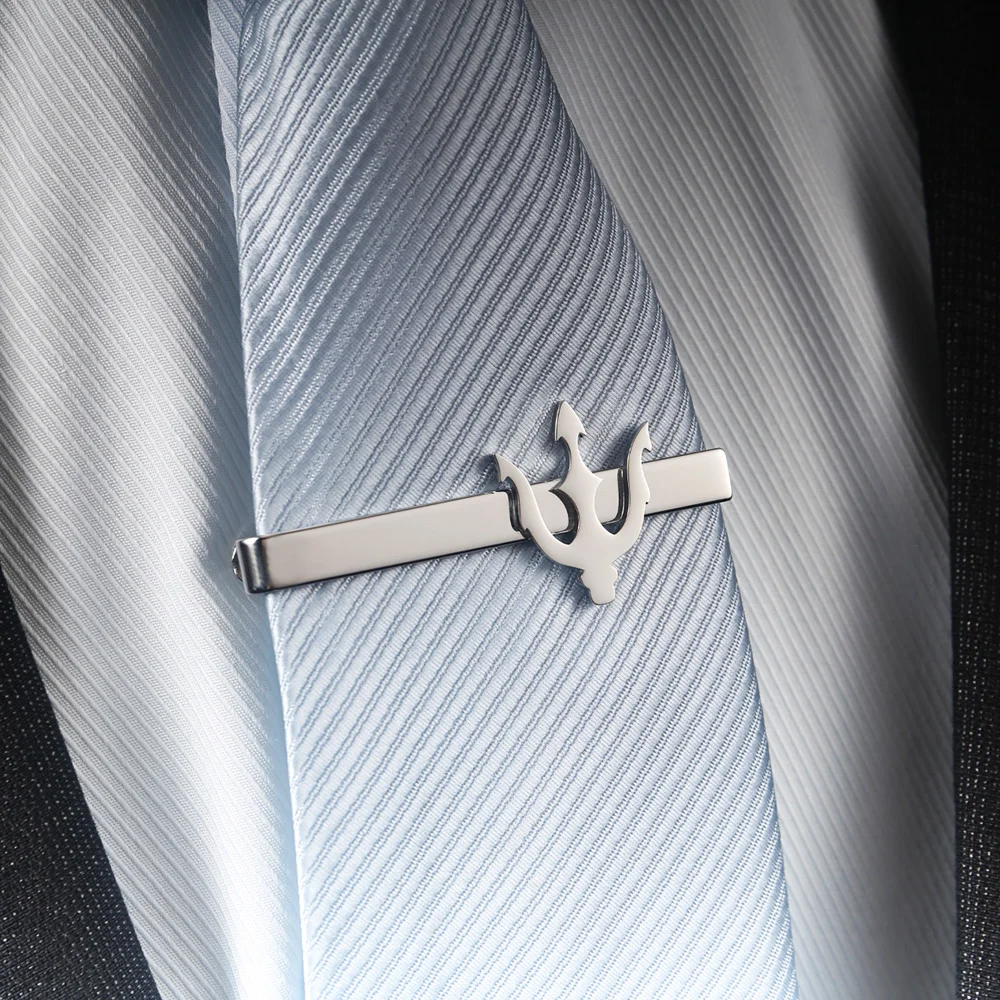 Tangula Vintage Trident Stainless Steel Tie Clip For Men Fashion Party Wedding Business Suit Tie Pin Accessories Birthday Gifts
