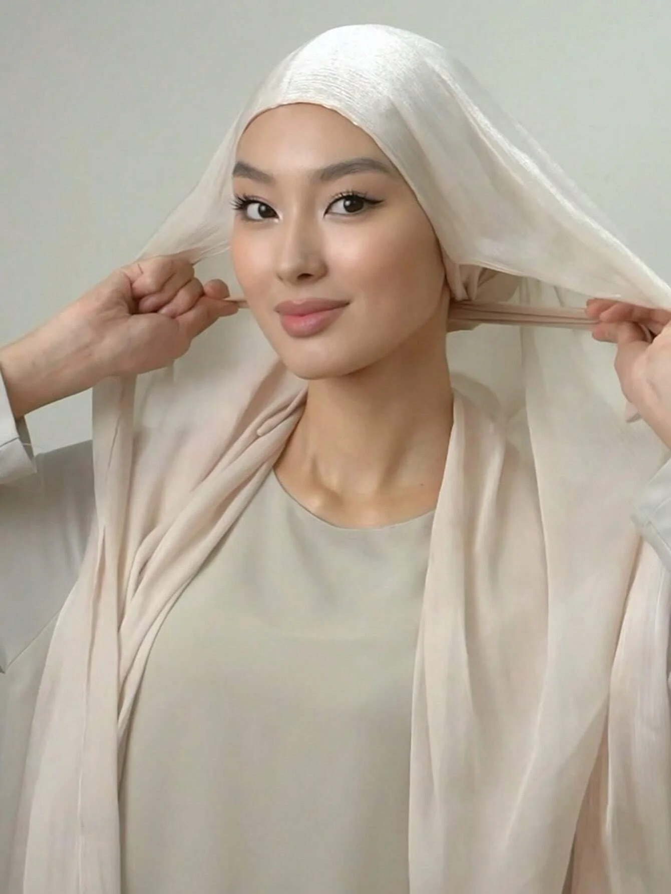 Baru Shimmer syal sutra dengan Jersey syal Dalaman ikat kepala wanita topi Bonnet panjang selendang leher penutup Headwrap hijab instan