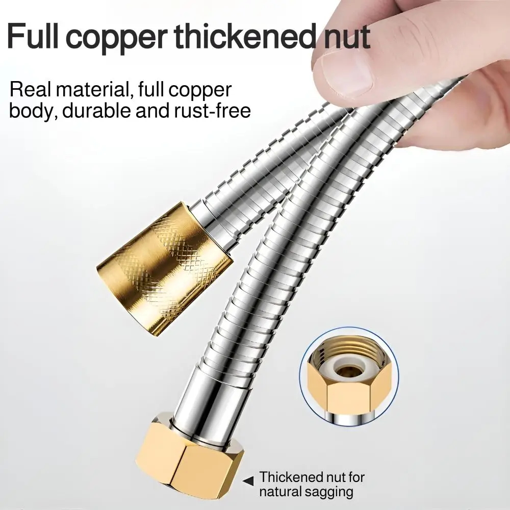 Universal Stainless Steel Shower Hose Reinforced Explosion-proof Extension Tube Leakproof 1.5/2m Replacement Hose Bathroom