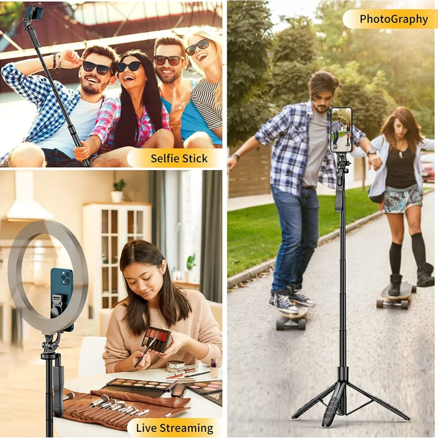 Selfie Stick Tripod with Remote - 360° Rotation Phone Stand with Wireless Remote Control, Travel-Friendly Phone Tripod K28