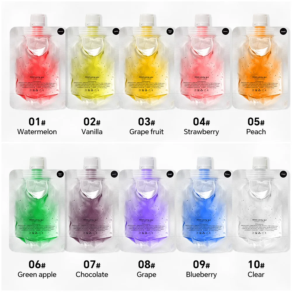 

Lip Gloss Oil Base Vegan Cruelty Free Moisturizing DIY Refill Pouch Bags Fruit Clear Lipgloss Wholesale 50/100/200ml 5pcs/lot