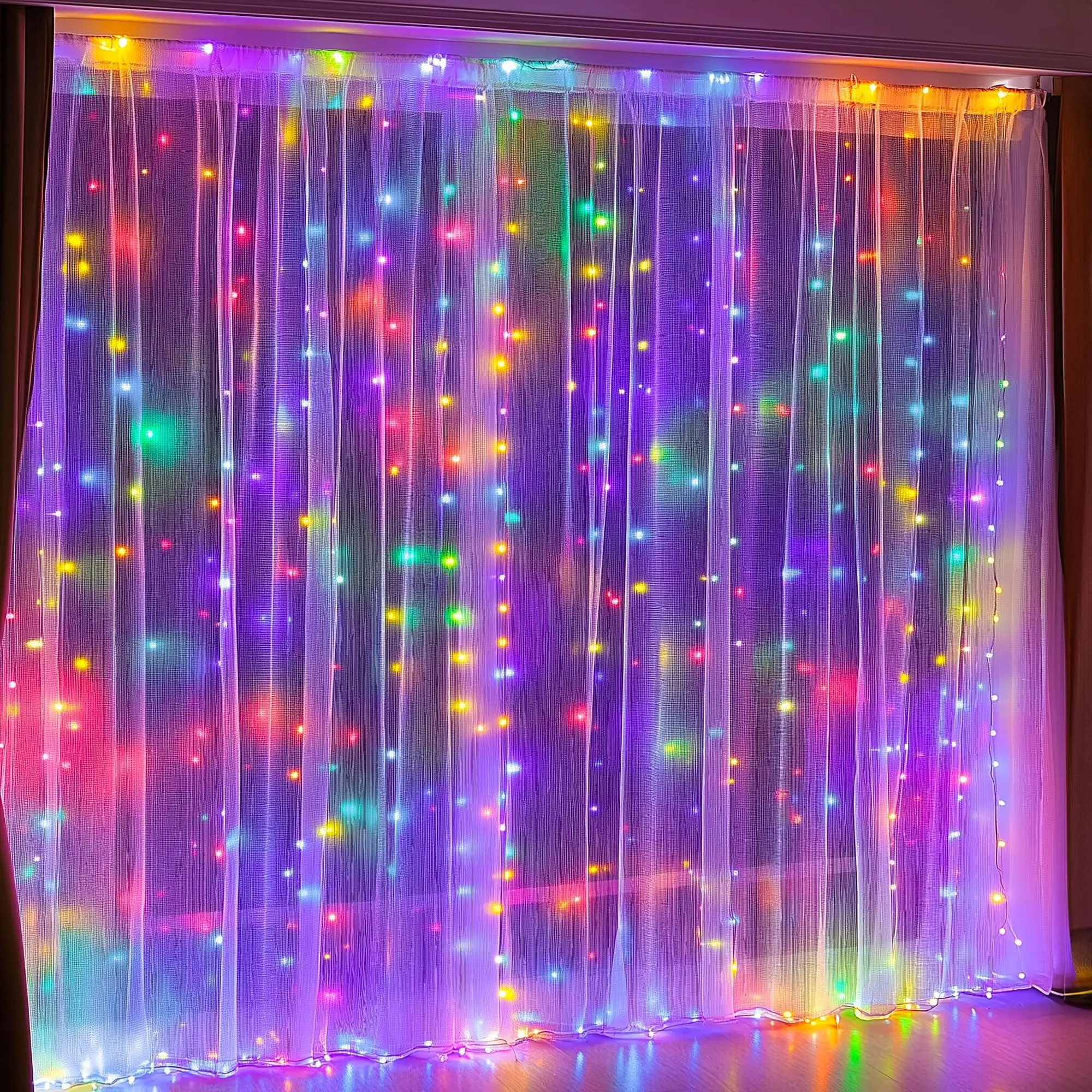 300 LED Curtain String Lights, Christmas Fairy Lights for Bedroom with 8 Lighting Modes, Connectable Waterproof Window Lights Party Wedding Garden Wall Decor, Multi-Colored