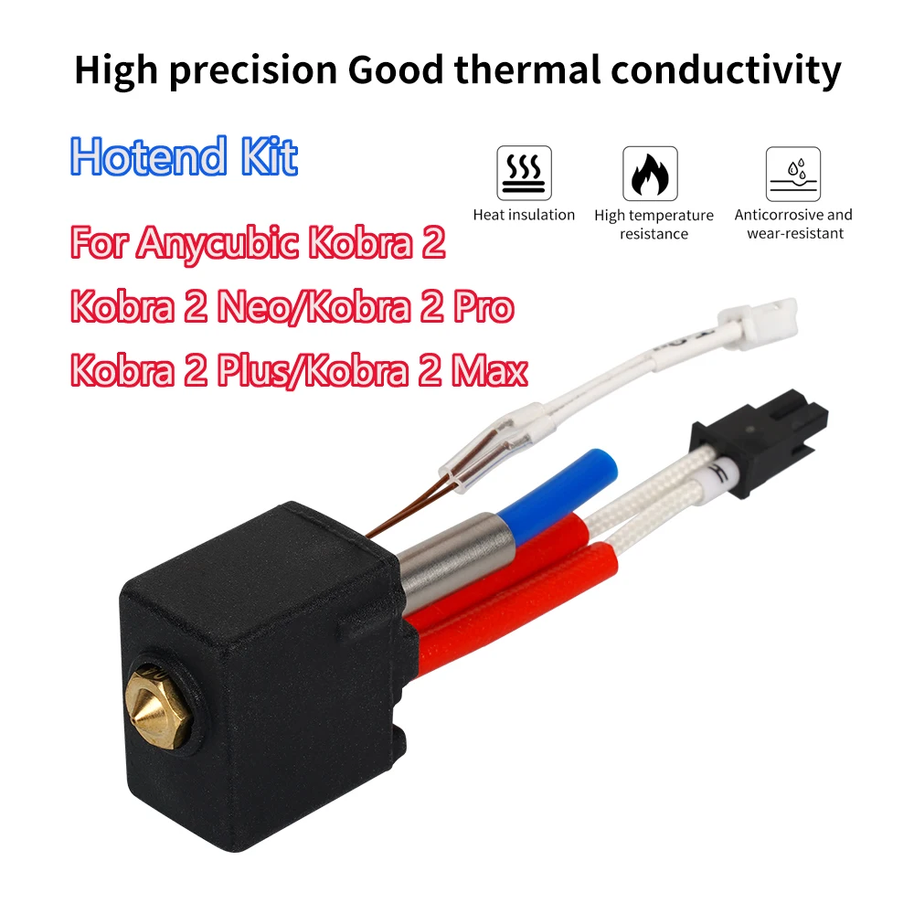 Upgrade 24V 60W Hotend Kit For Anycubic Kobra 2 Plus/2 Max/2 Neo/2 Pro 3D Printer Head Brass Hard Steel Volcano Nozzle 0.2 0.4