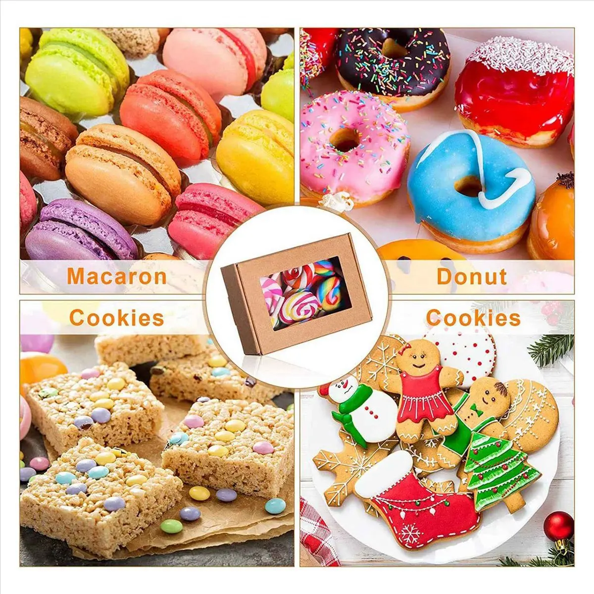 Lively- 150 Pcs Mini Kraft Paper Box with Window Present Packaging Box Treat Box for Soap Treat Bakery Candy(Black Brown White)