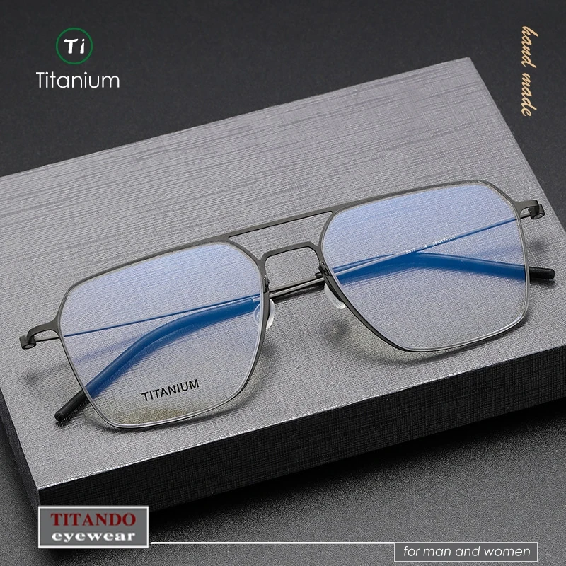 Nordic Minimalist Screwless Design One-Piece Welding Titanium Frame  Large size Aviator Glasses for Men model: 5517