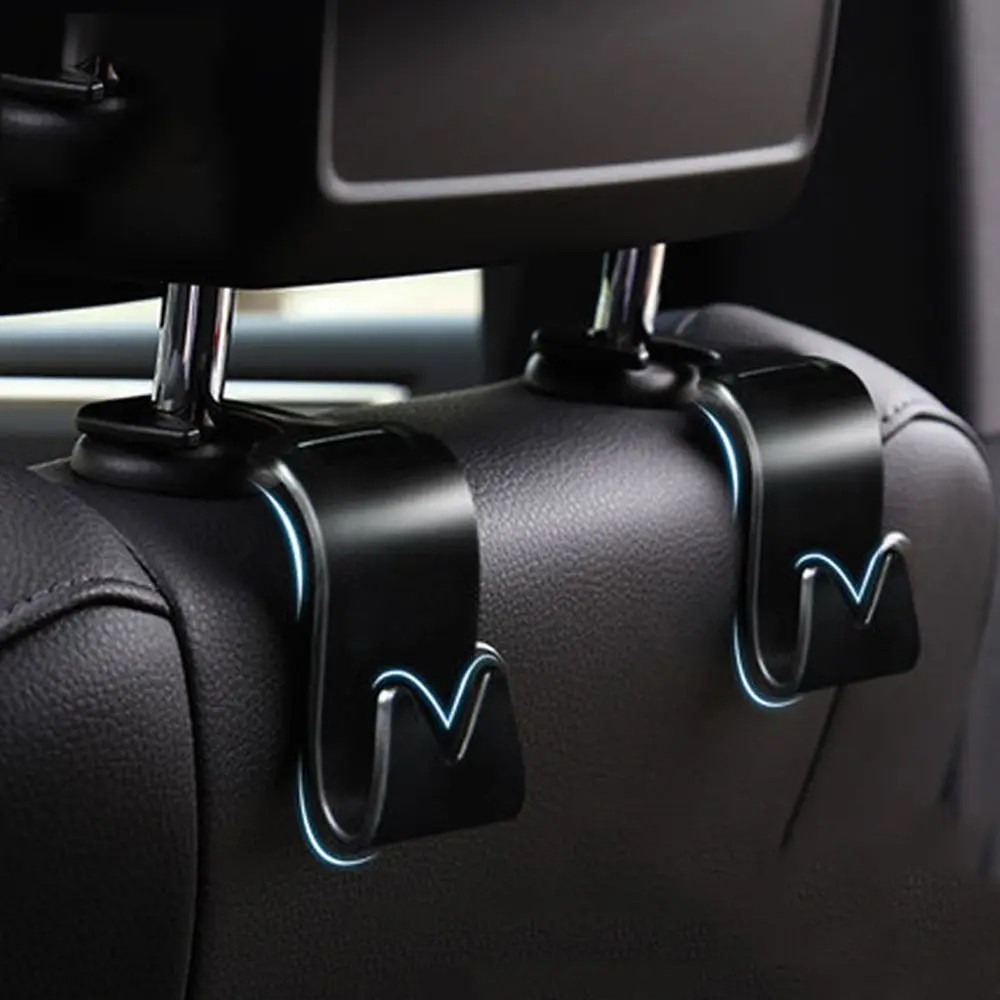2Pcs Universal Bag Holder Grocery Cloth Hanger Car Seat Back Hooks Auto Headrest ABS Plastic