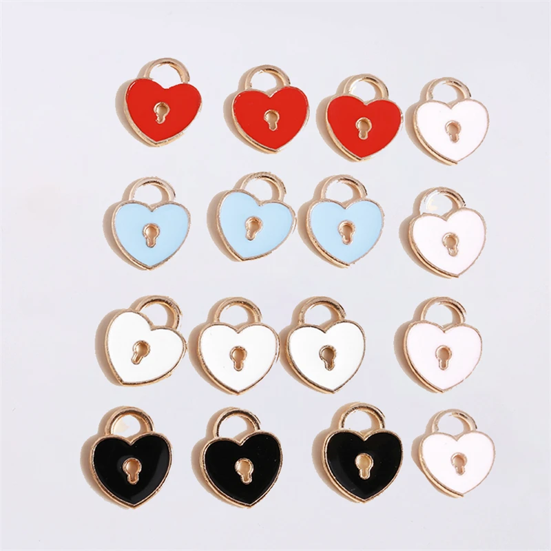 

Duarte 20Pcs/Lot Cute Mini Enamel Heart Lock Charms Pendants for Jewelry Making Drop Earrings Necklaces DIY Crafts Accessories
