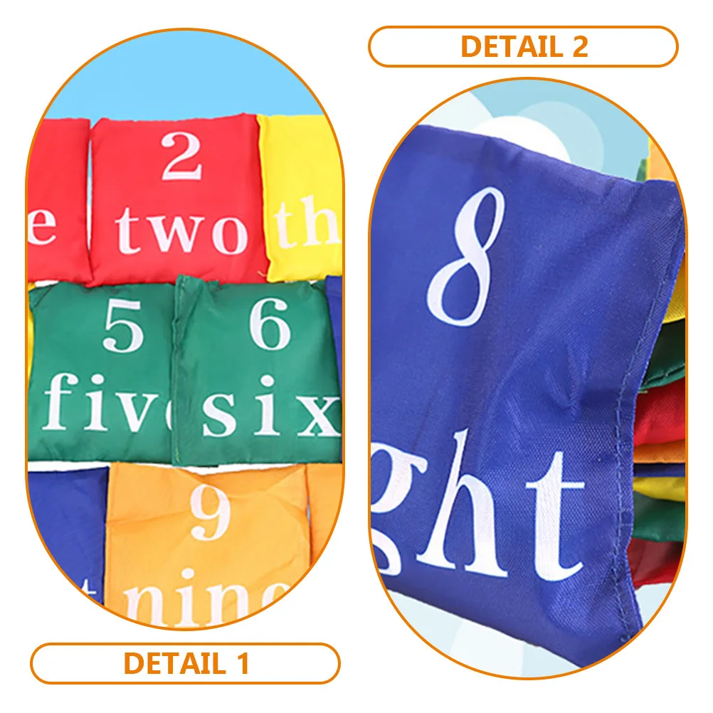 10 قطع من أكياس الرمل الرقمية ذات التصميم الملون، ألعاب تفاعلية محمولة لألعاب الرمي العائلية، هدية ممتعة للأطفال في الهواء الطلق #5