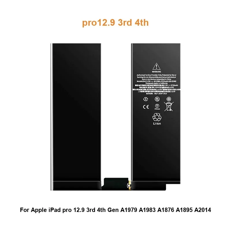 Battery For iPad Pro 12.9 3rd 4th 2nd 5th 6th Gen 7th A1584 A1652 A1577 A1979 A1983 A1876 A1670 A1671 A2378 A2461 A1895 A2014