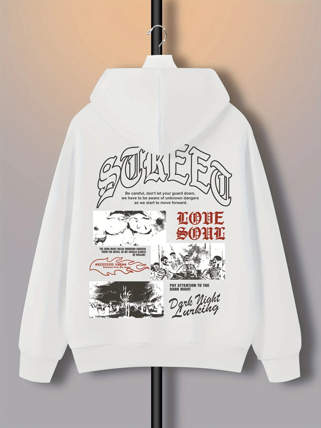 الجمجمة نمط مطبوعة مطبوعة هوديي الرجال الخريف والشتاء عارضة أزياء طويلة الأكمام البلوز ملابس الشارع اليومية