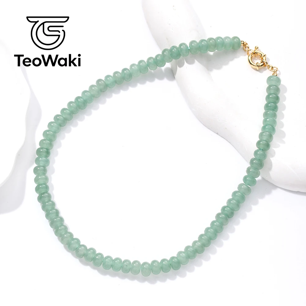 TeoWaki Granat-Jade-Abakus-Perlen-Halskette, Naturstein-Halskette, verstellbarer Handschmuck, Damen-Halskette für den täglichen Gebrauch, 40 + 5 cm – Detail 9
