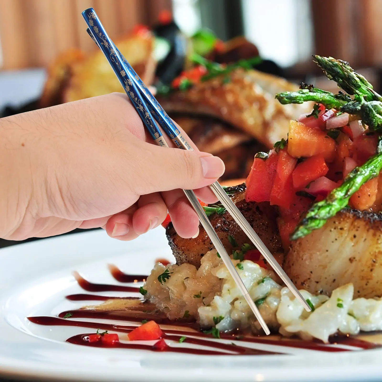 

Stainless Steel Chopstick Tableware Chopsticks Reusable Rest Rack Holders Rests Stand