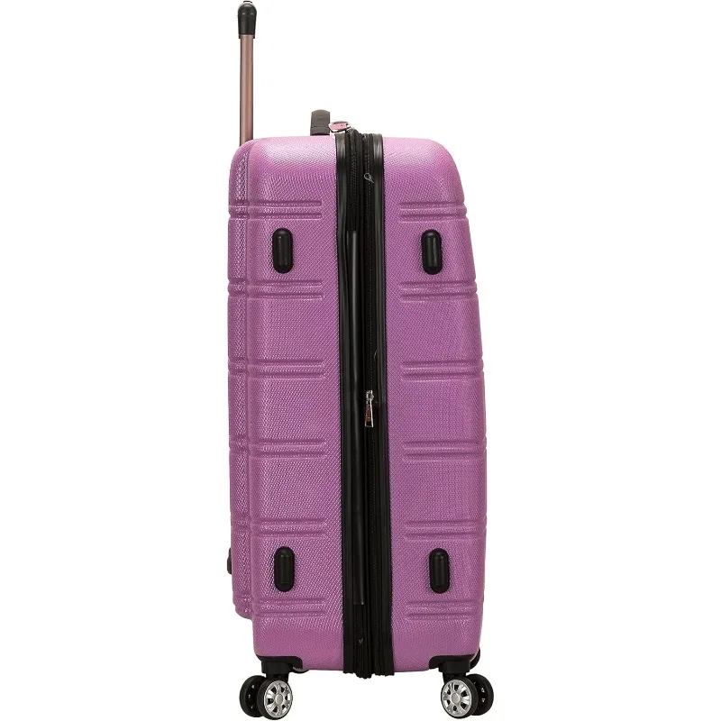 Trolley con ruota girevole espandibile Hardside Rockland Melbourne, rosa, grande 28 "a quadri