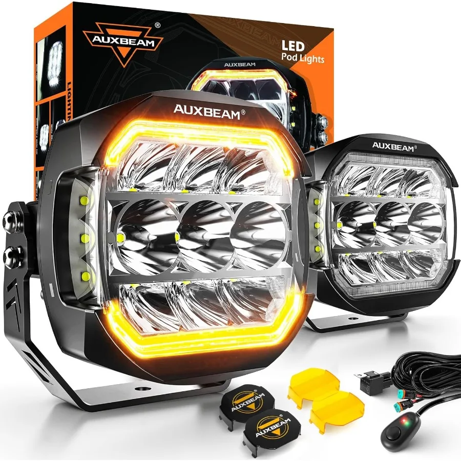 

5-дюймовые внедорожные светодиодные фары-катафоты 270° с боковым светом, янтарно-белые ДХО, указатели поворота, 174 Вт, 20400 лм, комбинированный свет (точечный/рассеянный), противотуманные фары/балка для вождения