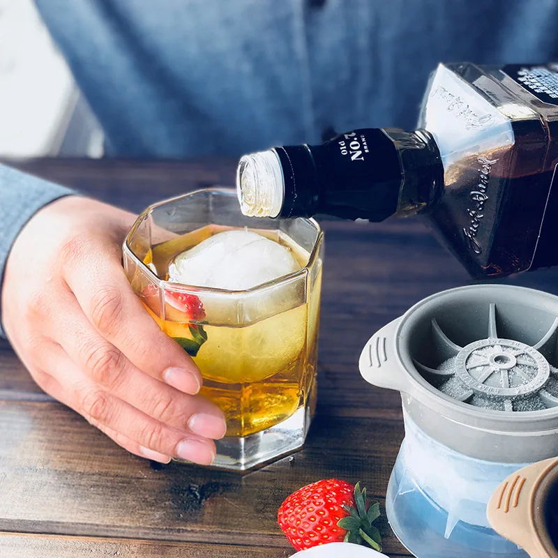 Big Size Transparent Bubble-Free TPR Ice Sphere Maker, Whiskey Cocktail Household Ice Cube Tray Accessory