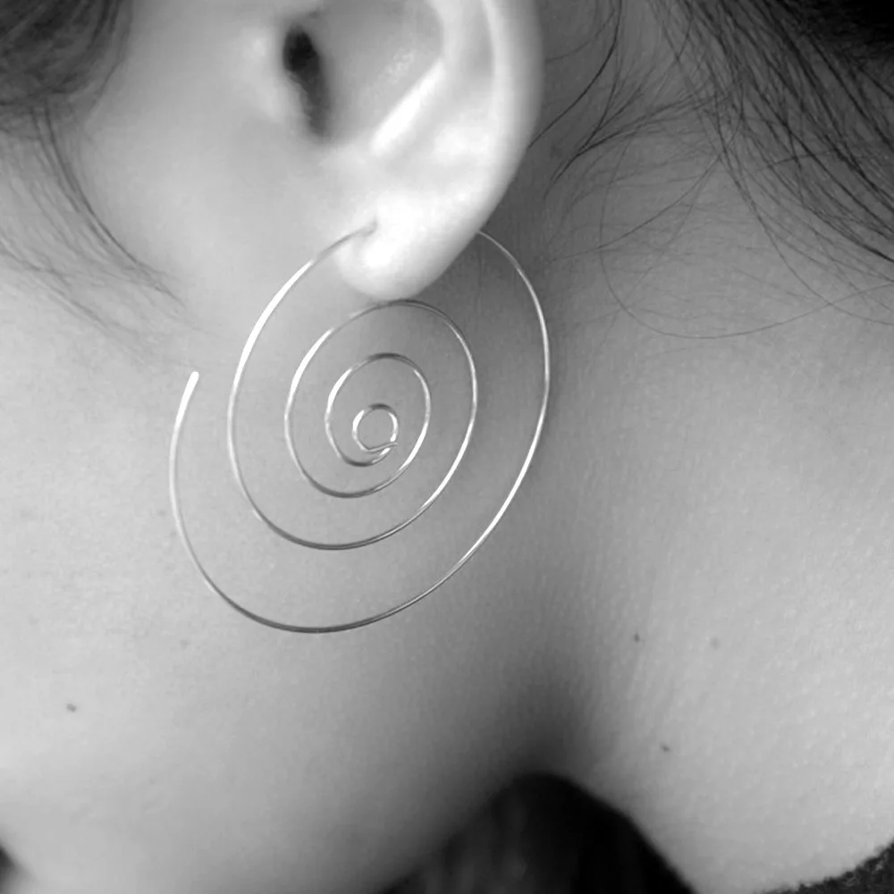 Hyperbole Big Spiral Drop Earring for Women Punk Simple Jewelry Tiny Minimalist Multilayer Round Pendientes Boho Party Girl Gift