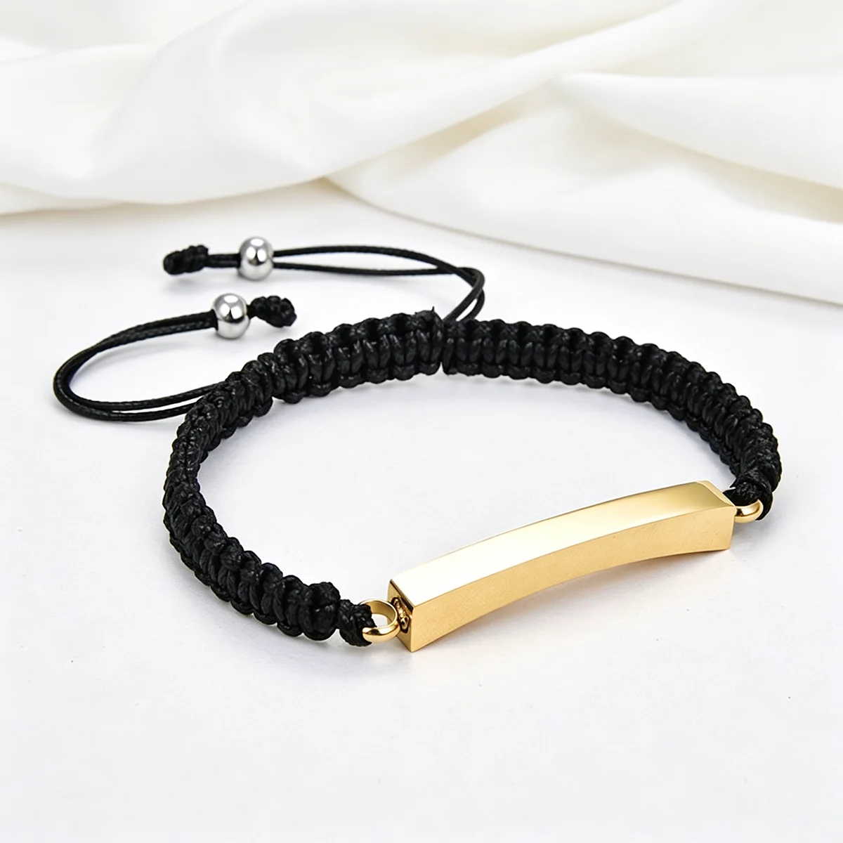 Gebogenes Armband aus Edelstahl mit Flechtmuster - Verstellbarer Urnen-Schmuck für Asche – Detail 5
