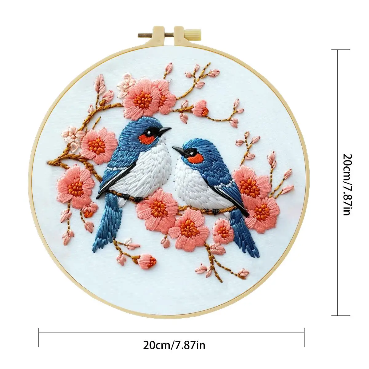 1 Stück 20X20CM/15X15CM 7,87/6,3 Zoll Zwei kleine Vögel Stickerei Starter-Kit DIY-Kit DIY-Stickerei-Set Handarbeiten Malerei – Detail 4