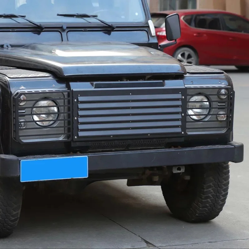 

Aluminum Alloy Black Car Front Grille Headlight Protection Net Car Accessories For Land Rover Defender 2004-2018