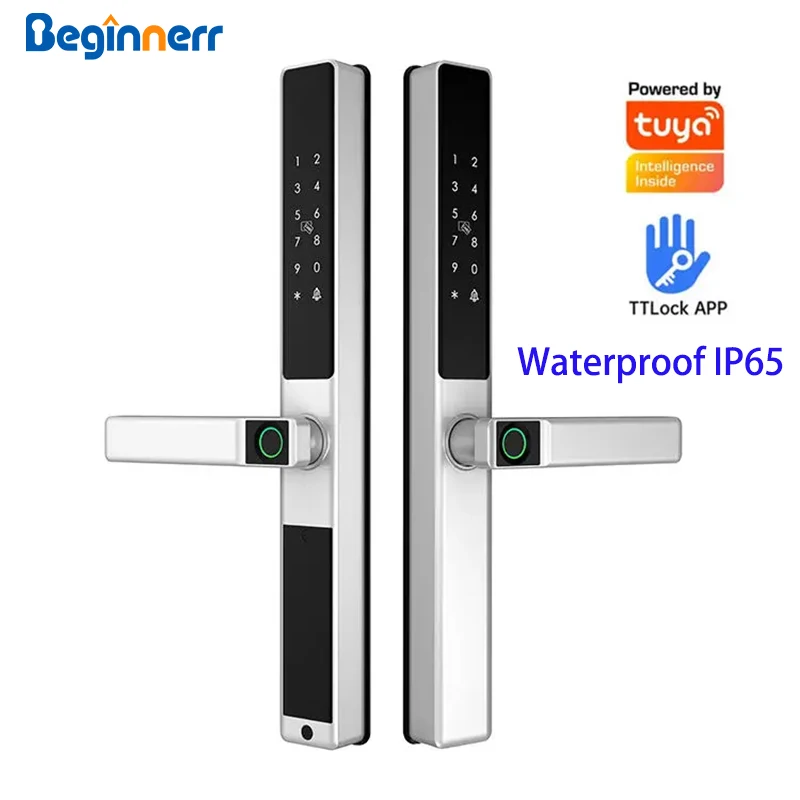 Double Sides Fingerprint Digital Aluminum Door Lock Waterproof Euro 4585 2885 Ttlock Tuya Wifi Card Code Electronic Grill Lock