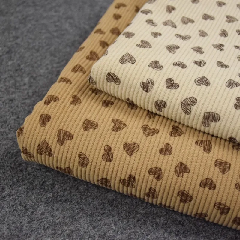 145x50cm Soft Elastic Thick Corduroy Fabric Graffiti Heart Winter Children's Clothing Handmade Jacket Shoes Bag Sewing Cloth