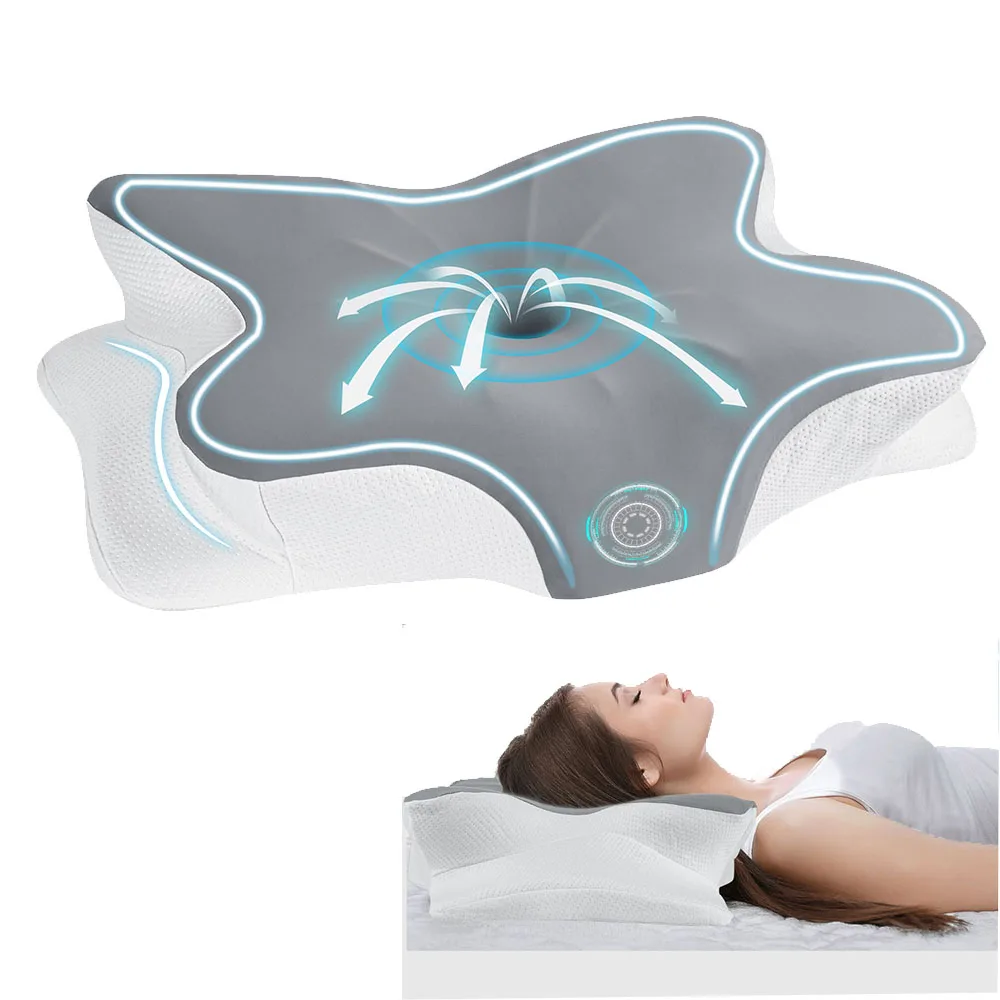 Oreiller de sommeil en mousse à mémoire de forme papillon, contour ergonomique pour le cou, soulagement des douleurs cervicales, pour dormeurs sur le côté, le dos ou le ventre