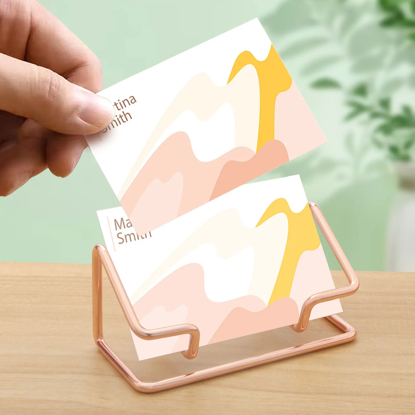 New Desktop Business Card Holder Fashion Metal Business Card Display Holder Modern Business Name Card Stand Home Office