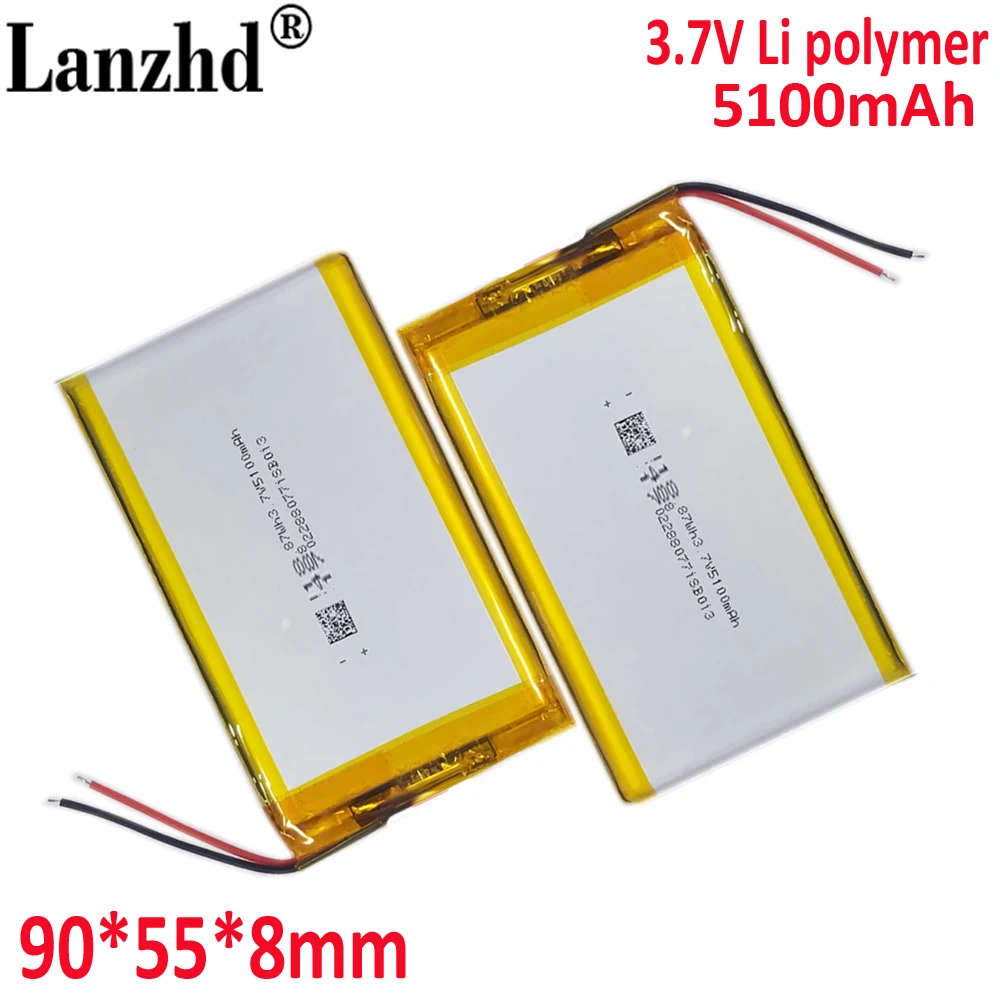 3.7V 5100mAh 805590 polymer lithium battery DIY back clip charging battery power Projector M6S M8 M9 power supply 806090