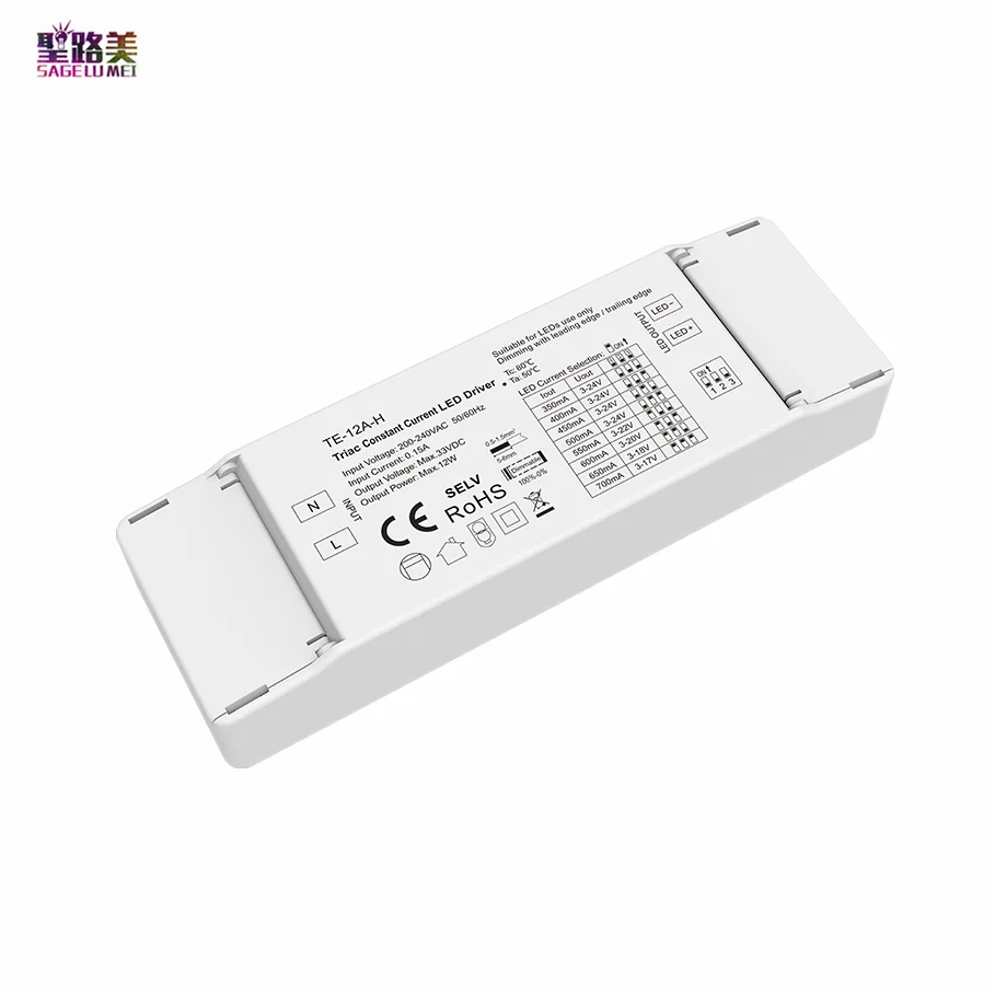 TE-12A-H 12W 350-700mA Triac ELV Constant Current LED Driver TE-12A-L 100-450mA CC Power Supply For Indoor LED Chip Lighting