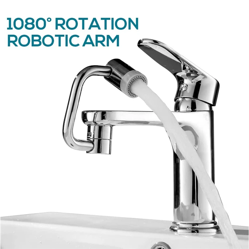 

Stainless steel Universal 1080°rotating faucet Robotic Arm Swivel Extension Faucet Aerator Kitchen Faucet Extender 2 Water Flow