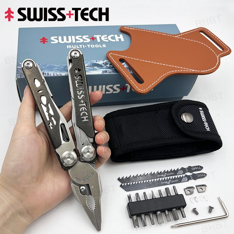 SWISS TECH 37 In 1 Multitools Diy Multi Tool Multi-tool Folding Knife Scissor Cutter EDC Survival Multifunctional Plier