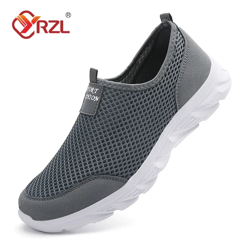 YRZL Mesh Loafers Men Casual Shoes Breathable Slip on Male Casual Sneakers Anti-slip Mens Flats Outdoor Walking Shoes Size 38-46