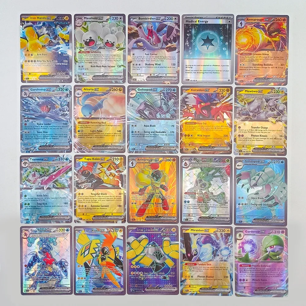 100pcs 2024 New English Pokemon 100EX Charizard Color Flash Anime Peripheral Game Collection Card Holiday Gift