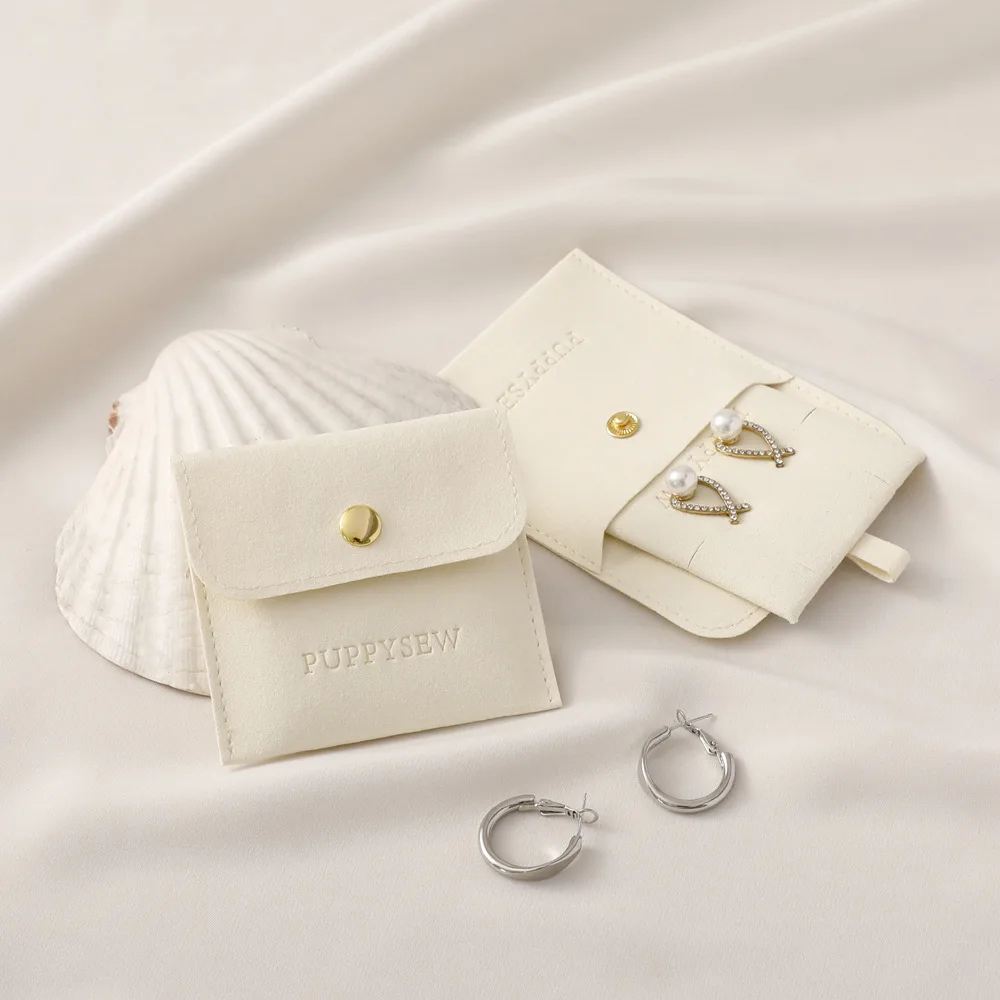 

Замшевая сумка для ювелирных изделий из настоящей микрофибры, ожерелье, серьги-гвоздики, сумка с защелкой, внутренняя карта, можно добавить логотип, 5 шт./компл., безсловное хранилище ювелирных изделий