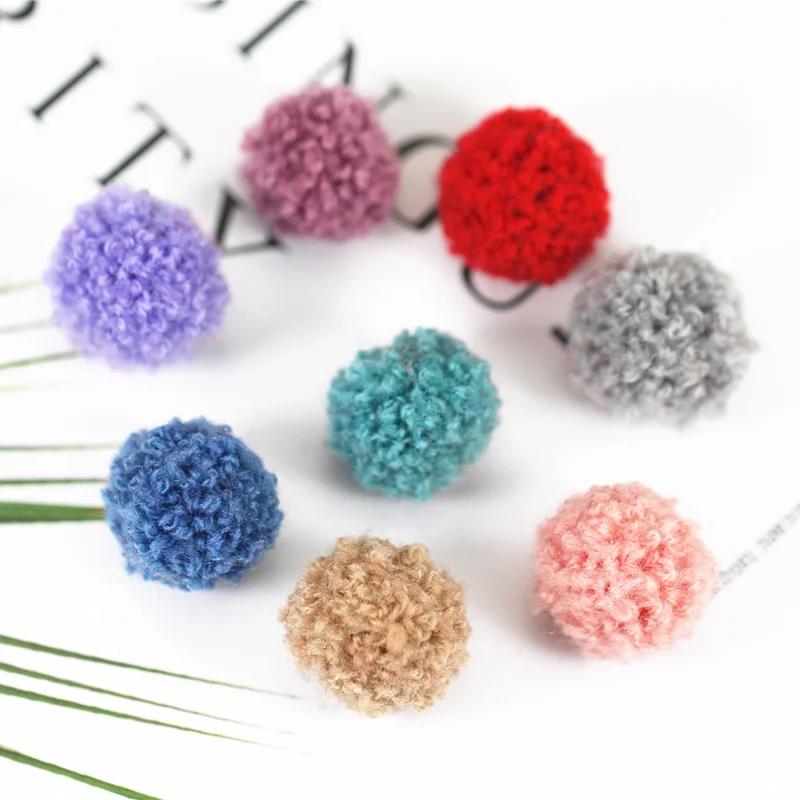 60Pcs 20mm Curly Pompon Plush Balls DIY Craft Earrings Pendant Hair Accessories Clothing Hat Wedding Decor Materials Pompoms