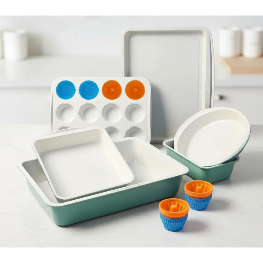 

30 PCS Ceramic Nonstick Bakeware Set, Oven Safe 550°F, Stackable, Dishwasher Safe, Non-Toxic Baking Pans for Home Bakers
