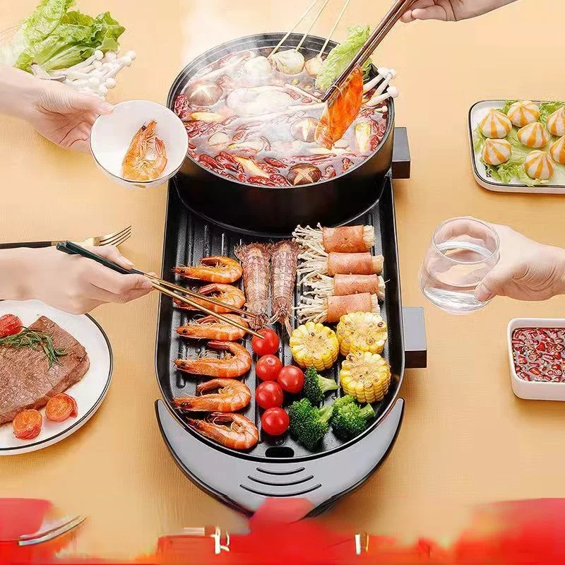 Household shabu-shabu all-in-one pot multi-functional Korean barbecue hot pot electric grill pan electric grill