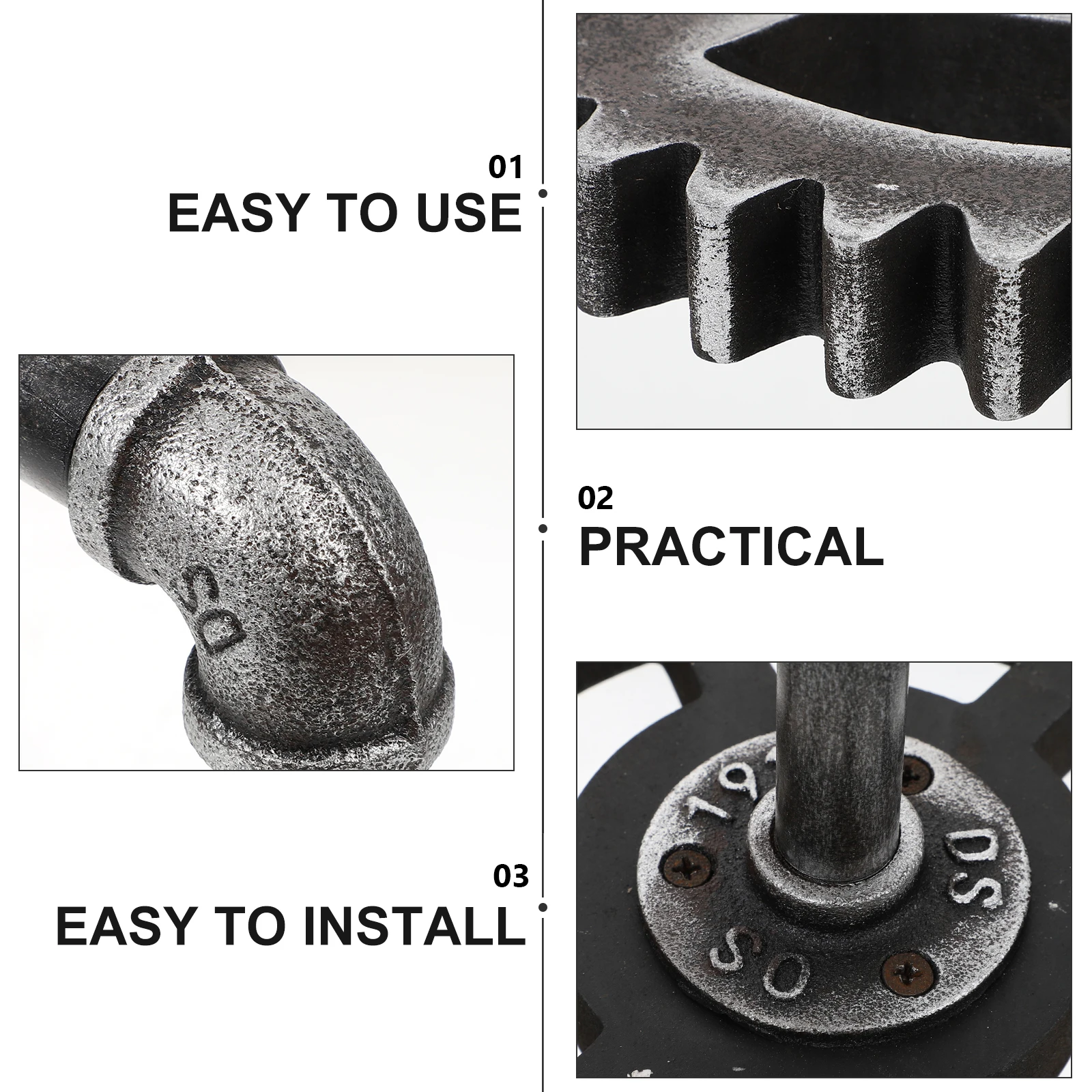 

1pc Retro Wall Shelves Steampunk Style Vintage Pipe Gear Rack Iron Bracket Storage Rack for Home Bar Restaurant Decoration