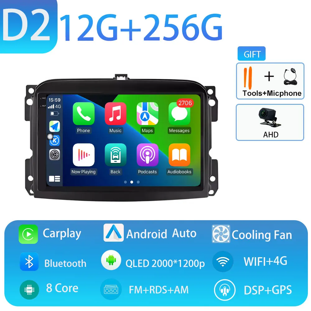 Android 15 voor Fiat 500L 2012-2018 Draadloze Carplay Stereo Scherm Autoradio GPS Navigatie Multimedia Speler 4G WIFI Head Unit