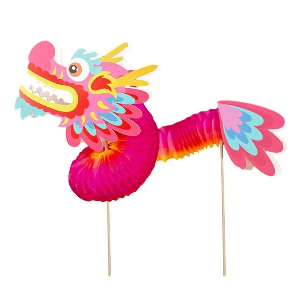 Ancient Zodiac Kids DIY Dragon Dance Toy Handmade Blessing Handheld Dragon Dance Craft Paper Art Chinese Style Paper Dragon Toy