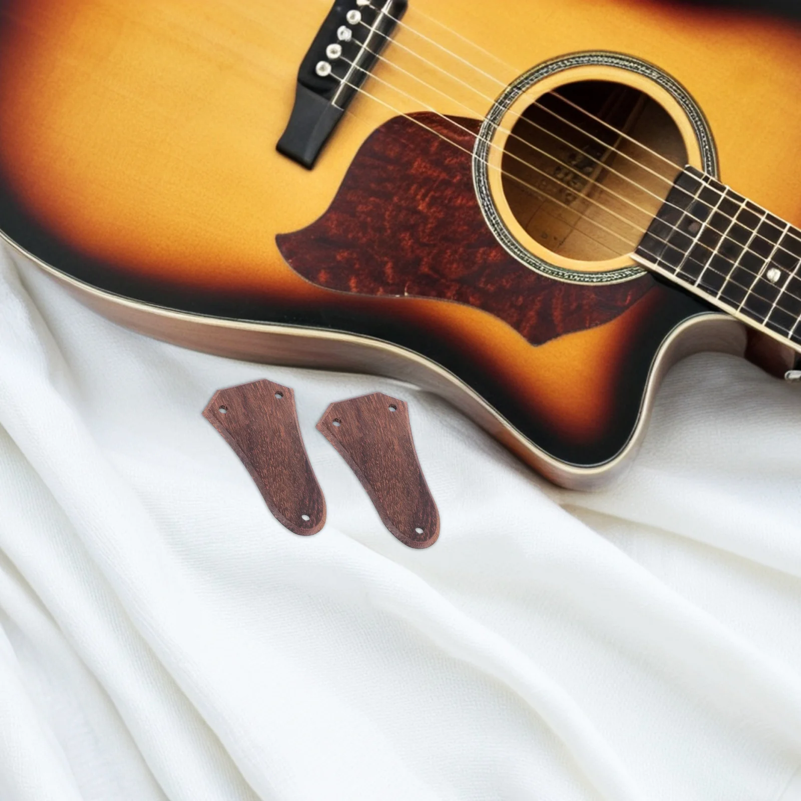 

2 pcs Wooden Electric Guitar Truss Rod Covers 3 Holes Bell Shaped For Bass Ukulele Replacement Solid Wood Protection Plate