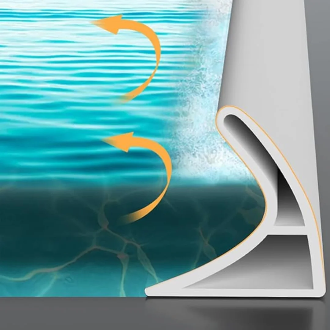 1pc Toilet Curved Groove Water Barrier Strip Shower Room Dry Wet Separation Silicone Countertop Self-Adhesive Water Barrier Stri