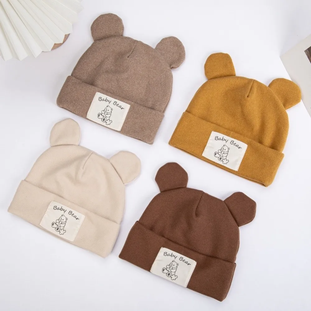

New Warm Beanies Bonnet Windproof Cute Bear Ear Pullover Hat Cold Proof Ear Protection Cap Baby