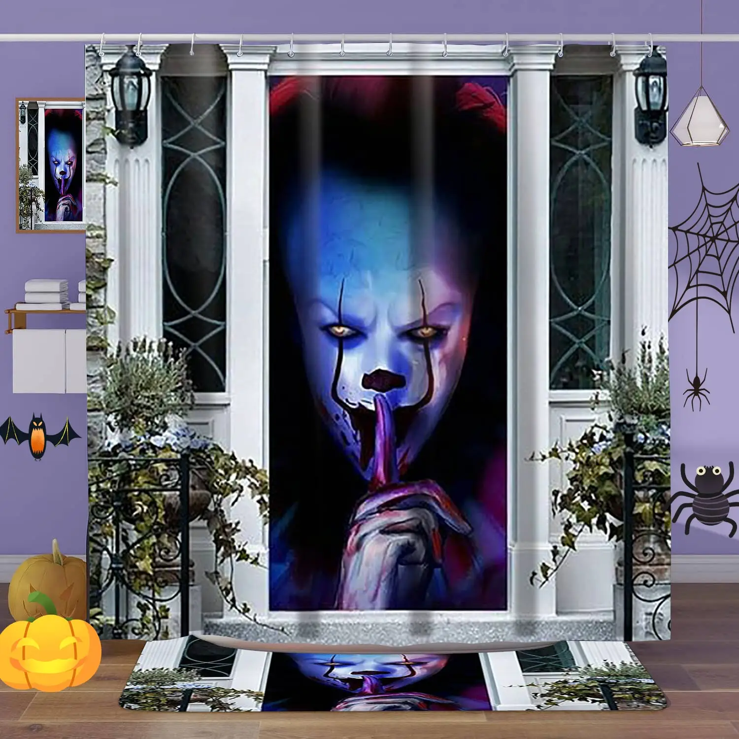 Halloween Bathroom  Shower Curtain Horror Wizard Waterproof fabric bathroom Curtain With 12 Hooks Sunflower Home Deco Free Ship